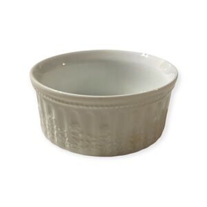 Vintage Nantucket Ramekin Porcelain 3" Casserole Dish Ribbed White